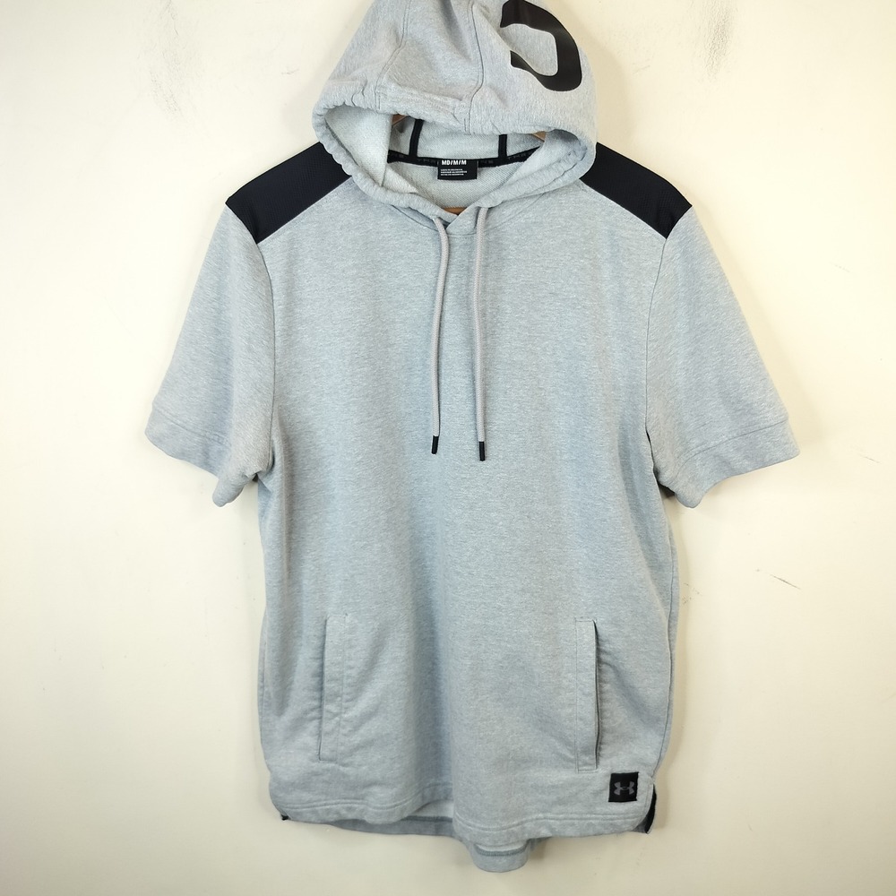Under Armour Short Sleeve Hoodie Mens Medium Threadborne Athletic Gray